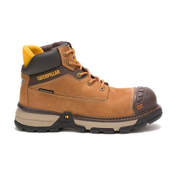 Women's Caterpillar Excavator Superlite Waterproof Carbon Composite Toe Work Boots Brown | CAT506-CA