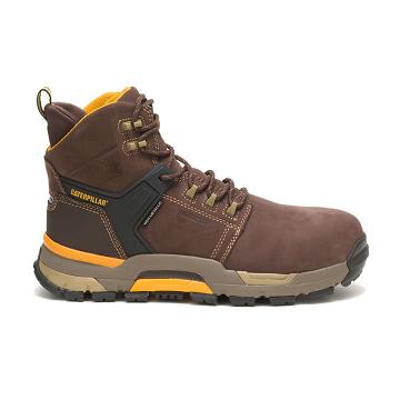 men Caterpillar CAT EDGE Waterproof Nano Toe Safety Boots Coffee | CAT079-CA