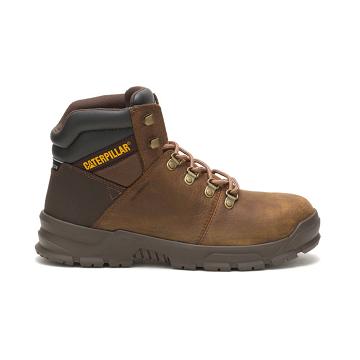 men Caterpillar Charge Waterproof Alloy Toe Safety Boots Coffee | CAT088-CA