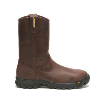 men Caterpillar Drawbar Steel Toe Work Boots Coffee | CAT183-CA