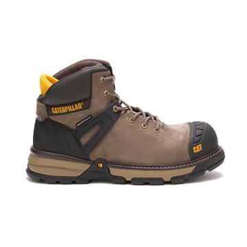 men Caterpillar Excavator Superlite Waterproof Carbon Composite Toe Safety Boots Brown | CAT084-CA