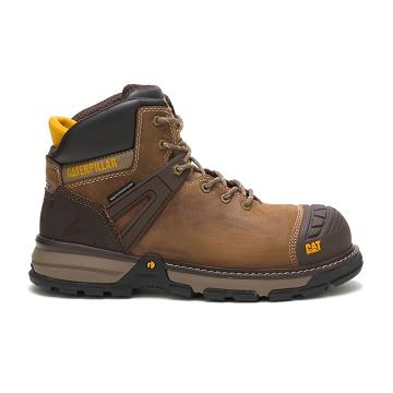 men Caterpillar Excavator Superlite Waterproof Carbon Composite Toe Safety Boots Coffee | CAT086-CA