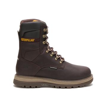 men Caterpillar Fairbanks 8" Waterproof TX Steel Toe Safety Boots Coffee | CAT046-CA