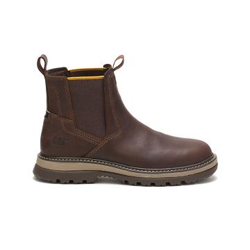 men Caterpillar Fairbanks Chelsea Work Boots Coffee | CAT246-CA