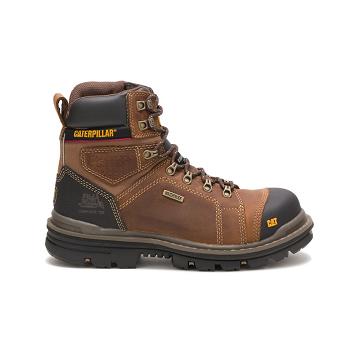 men Caterpillar Hauler 6" Waterproof Composite Toe Safety Boots Brown | CAT042-CA