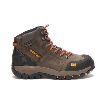 men Caterpillar Navigator Mid Waterproof Steel Toe Safety Boots Coffee | CAT041-CA