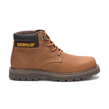 men Caterpillar Outbase Waterproof Steel Toe Safety Boots Brown | CAT058-CA