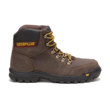 men Caterpillar Outline Steel Toe Safety Boots Coffee | CAT050-CA