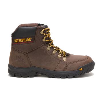 men Caterpillar Outline Work Boots Coffee | CAT211-CA