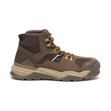 men Caterpillar Provoke Mid Waterproof Alloy Toe Safety Boots Brown | CAT073-CA