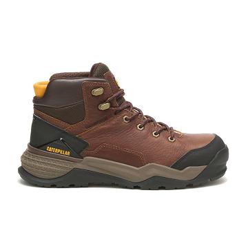 men Caterpillar Provoke Mid Waterproof Alloy Toe Safety Boots Coffee | CAT074-CA