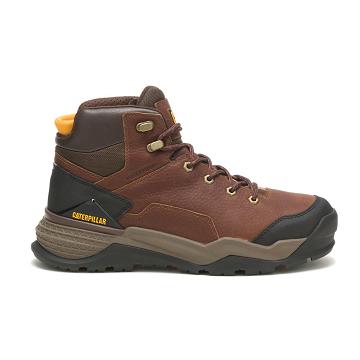 men Caterpillar Provoke Mid Waterproof Safety Boots Coffee | CAT078-CA