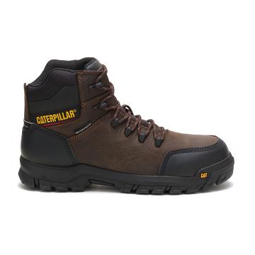 men Caterpillar Resorption Waterproof Composite Toe Safety Boots Coffee | CAT054-CA