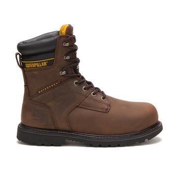 men Caterpillar Salvo 8" Waterproof Steel Toe Thinsulate™ Work Boots Coffee | CAT208-CA