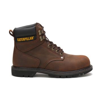 men Caterpillar Second Shift Steel Toe Safety Boots Coffee | CAT066-CA