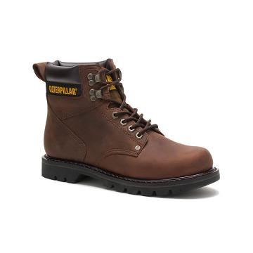 men Caterpillar Second Shift Work Boots Brown | CAT252-CA