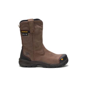 men Caterpillar Spur Steel Toe Safety Boots Brown | CAT028-CA