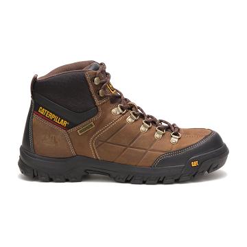 men Caterpillar Threshold Waterproof Safety Boots Brown | CAT020-CA