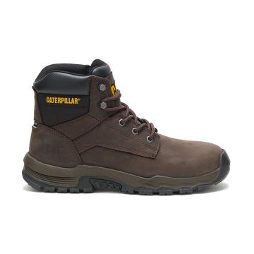 men Caterpillar Upholder Waterproof Steel Toe Work Boots Coffee | CAT276-CA