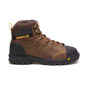 men Caterpillar Wellspring Waterproof Metatarsal Guard Steel Toe Safety Boots Coffee | CAT057-CA