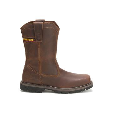 men Caterpillar Wellston Steel Toe Safety Boots Coffee | CAT026-CA